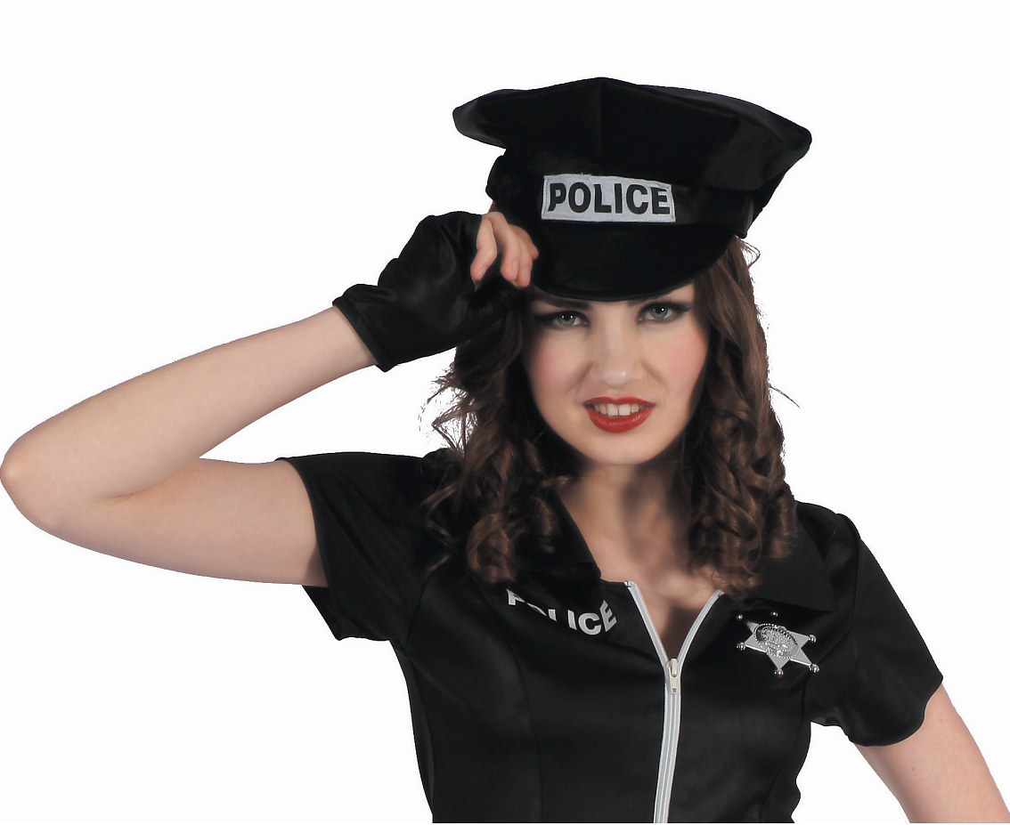 Zestaw dla dorosłych Niegrzeczna Policjantka (sukienka, kapelusz, pasek, rękawiczki), rozm. S